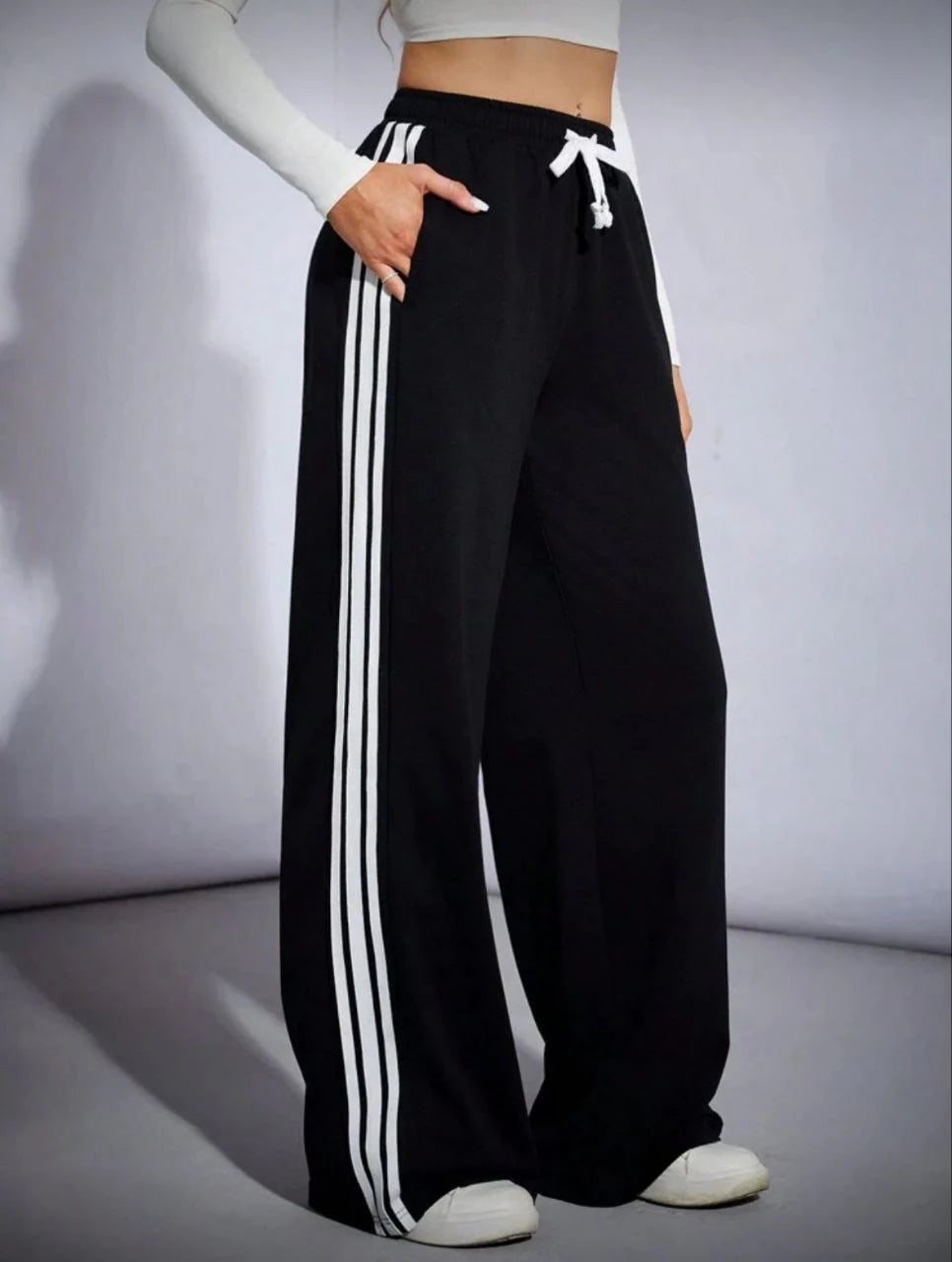 Wide Leg Three Line Pants